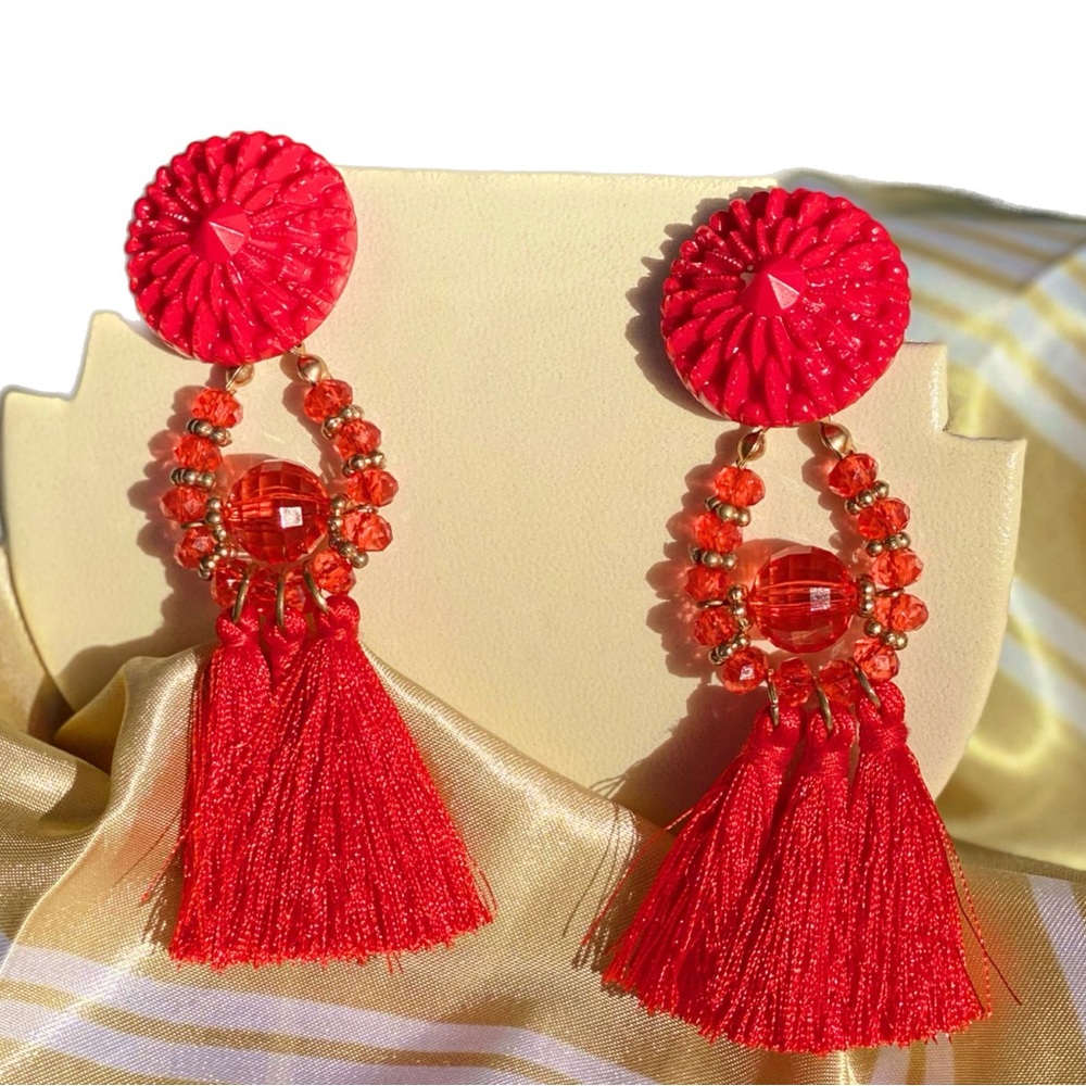 Long Red Tassel Earrings - 💞 Be my valentines
